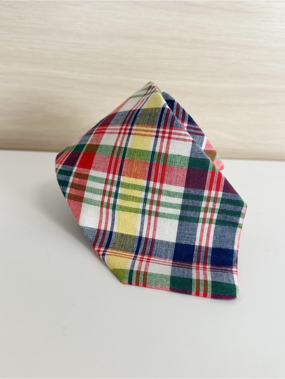 J Crew Cotton Tie Red Blue Green Plaid 58”x 4” - Picture 2 of 5